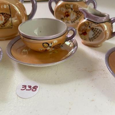 Vintage Peach Luster Porcelain Child's Tea Set