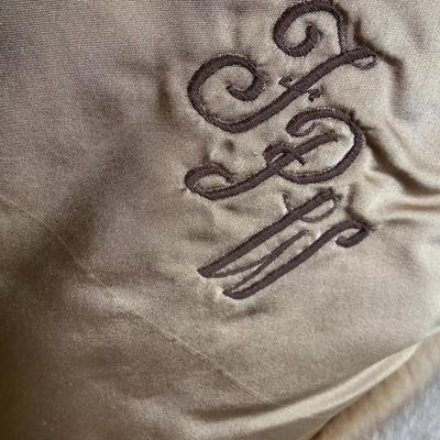 Monogrammed Mink Stole with Collar