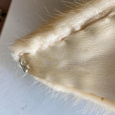 Monogrammed Mink Stole with Collar
