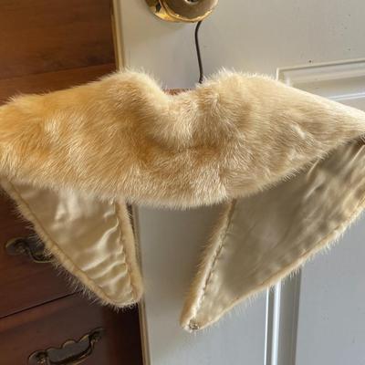Monogrammed Mink Stole with Collar