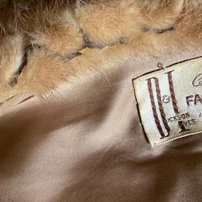 Monogrammed Mink Stole with Collar