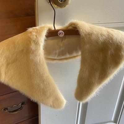Monogrammed Mink Stole with Collar
