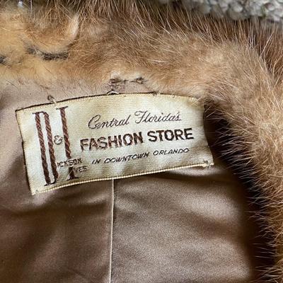 Monogrammed Mink Stole with Collar