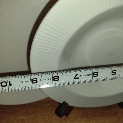 LNT Home White Dinnerware with Decorative Edge- 50 Pieces