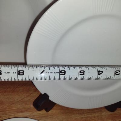 LNT Home White Dinnerware with Decorative Edge- 50 Pieces