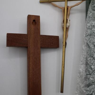 Six Wood & Metal Wall Mount Crucifixes
