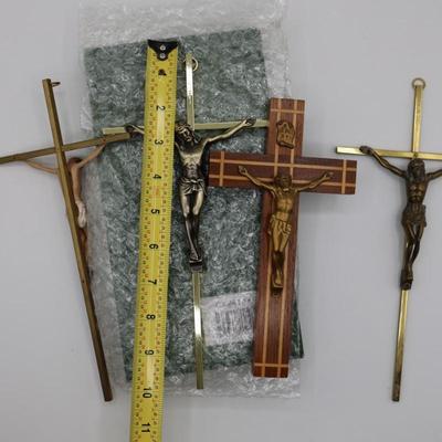Six Wood & Metal Wall Mount Crucifixes