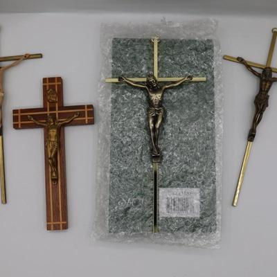 Six Wood & Metal Wall Mount Crucifixes