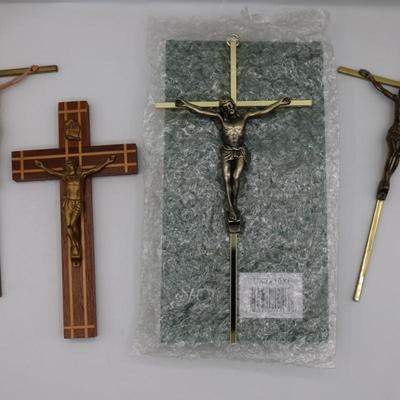 Six Wood & Metal Wall Mount Crucifixes