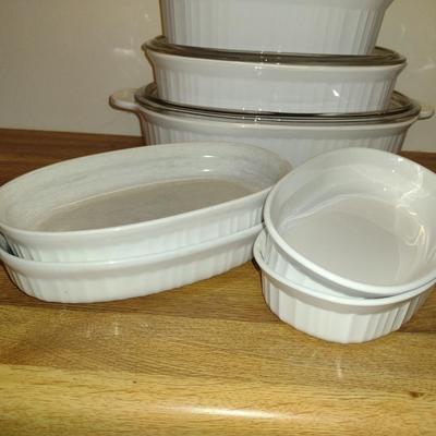 Collection of French White Corning Ware-