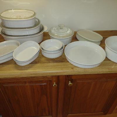 Collection of French White Corning Ware-