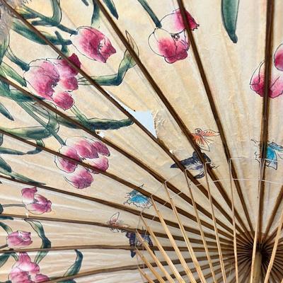 3 metal containers umbrellas, canes, Thais giant wooden spoons