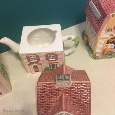 LOT 55- Ceramic Cannisters, Teapot and Cookie Jar Lot