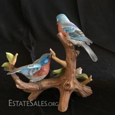 Lot 21- Eight Bird Figurines and Music Box 