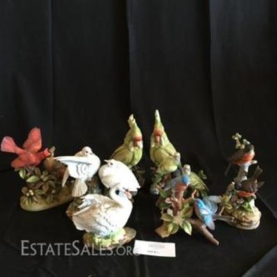 Lot 21- Eight Bird Figurines and Music Box 