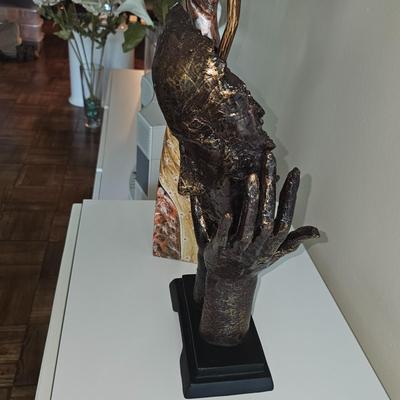 Contemporary Polystone Mask Decorative Sculpture & Woman Sculpture