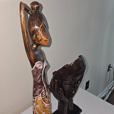 Contemporary Polystone Mask Decorative Sculpture & Woman Sculpture
