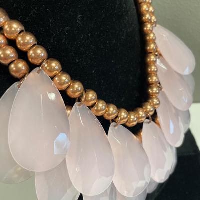 2 Joan Rivers teardrop pink necklaces