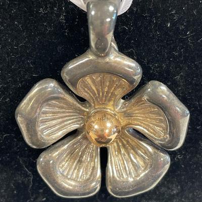 Joseph Esposito silver and gold flower necklace & pink bracelet