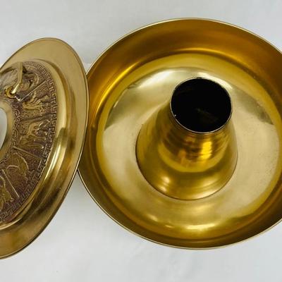 Vintage Brass Large Korean Hot Pot with Zodiac Signs