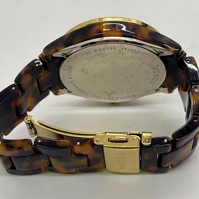 Women's Fossil Watch with Tortoiseshell Clasp Band