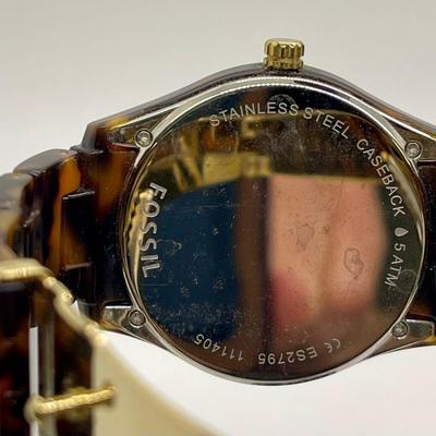 Women's Fossil Watch with Tortoiseshell Clasp Band
