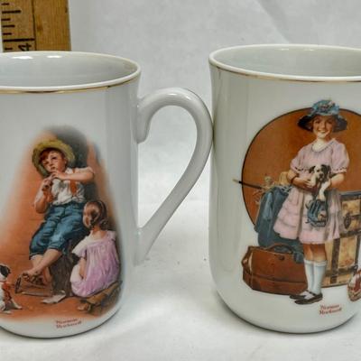 Set of 4 Ceramic Norman Rockwell Coffee Mugs