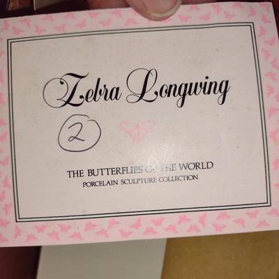 Collection of Nine Franklin Mint Butterfly Figurines with Glass and Brass Display