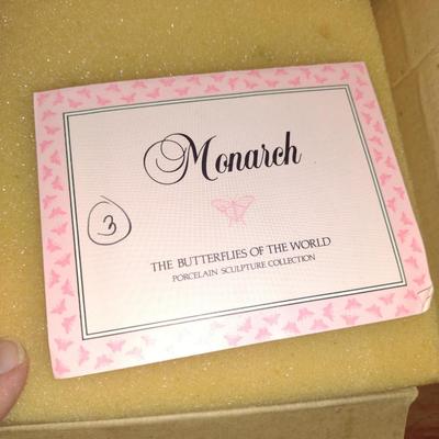 Collection of Nine Franklin Mint Butterfly Figurines with Glass and Brass Display