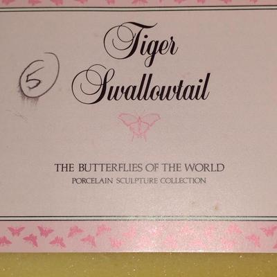 Collection of Nine Franklin Mint Butterfly Figurines with Glass and Brass Display