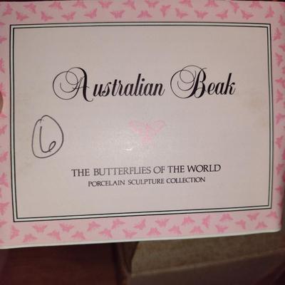 Collection of Nine Franklin Mint Butterfly Figurines with Glass and Brass Display