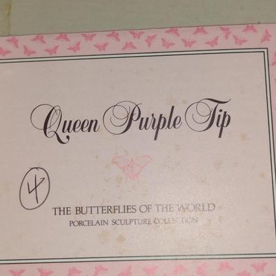 Collection of Nine Franklin Mint Butterfly Figurines with Glass and Brass Display