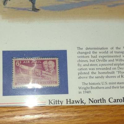 The Wright Brothers First Flight Commemorative Stamp Set- Framed Under Glass