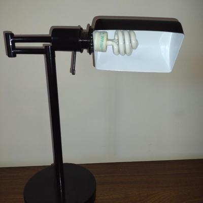 Metal Desk Top Lamp with Swing Arm and Pivoting Shade (Choice A)