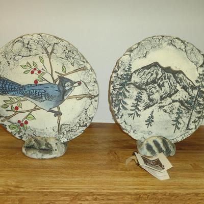 Pair of Artisan Created Plaques- Formed with Clay and Saint Helen's Volcanic Ash