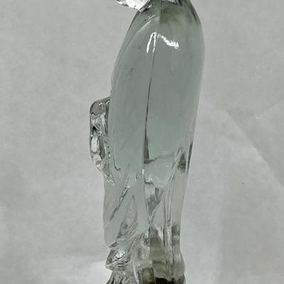 Clear Statue Crystal Goddess Buddha Kwan Yin on Brass base - believed to be Stueben
