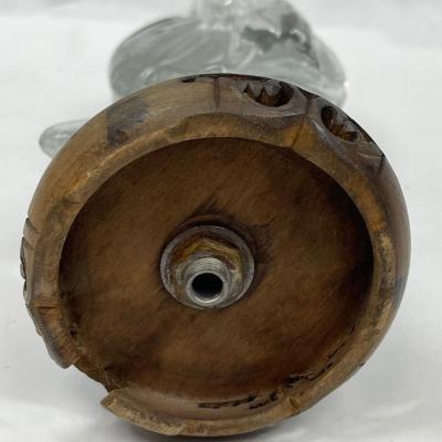 Clear Statue Crystal Goddess Buddha Kwan Yin on Brass base - believed to be Stueben