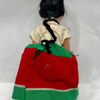 Vintage Composition 9" Mexican Folklore Lady Doll