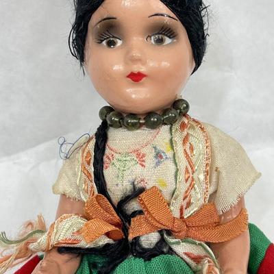 Vintage Composition 9" Mexican Folklore Lady Doll