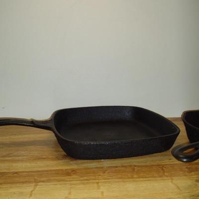 Pair of Cast Iron Skillets- Approx 9 1/2" Square and 8" Round