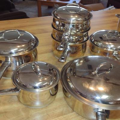 Collection of Stainless Steel Cookware- Assorted Makers