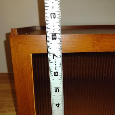 Wood Finish Bread Box with Glass Door