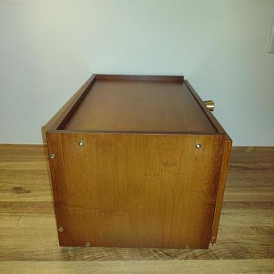 Wood Finish Bread Box with Glass Door