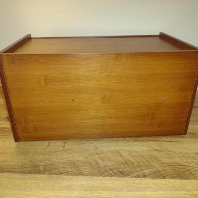 Wood Finish Bread Box with Glass Door