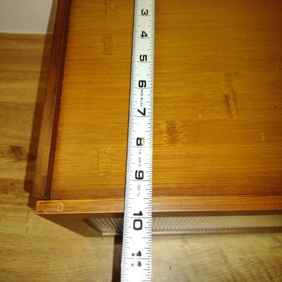 Wood Finish Bread Box with Glass Door