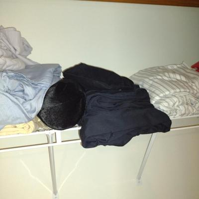 Assorted Linens and Contents of Closet