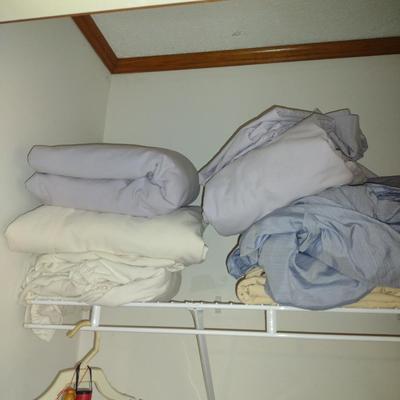 Assorted Linens and Contents of Closet