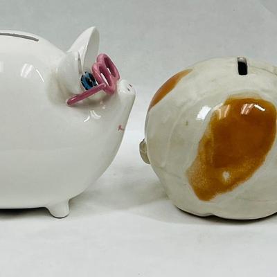 Two Vintage Ceramic Pig Piggy Banks Piggy Banks