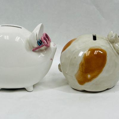 Two Vintage Ceramic Pig Piggy Banks Piggy Banks