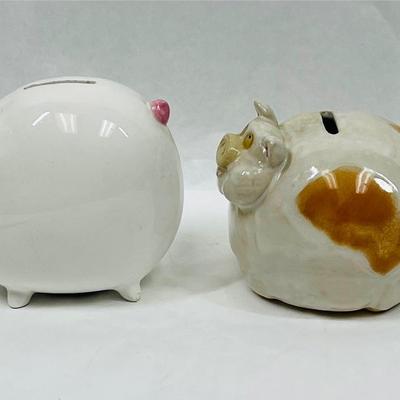 Two Vintage Ceramic Pig Piggy Banks Piggy Banks
